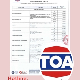 BẢNG GIÁ SƠN TOA MỚI NHẤT 2025